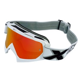 Two-X Race Motocross / Enduro Cross Goggles, Mirrored Lens, Iridium Red / Yellow, MX / Motorcycle Goggles, Anti-Scratch, White