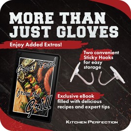 Kitchen PERFECTION - Guantes de silicona para horno para ahumar – Guantes de barbacoa resistentes al calor extremo, mango comida caliente directamente en tu parrilla freidora y hoja, guantes de