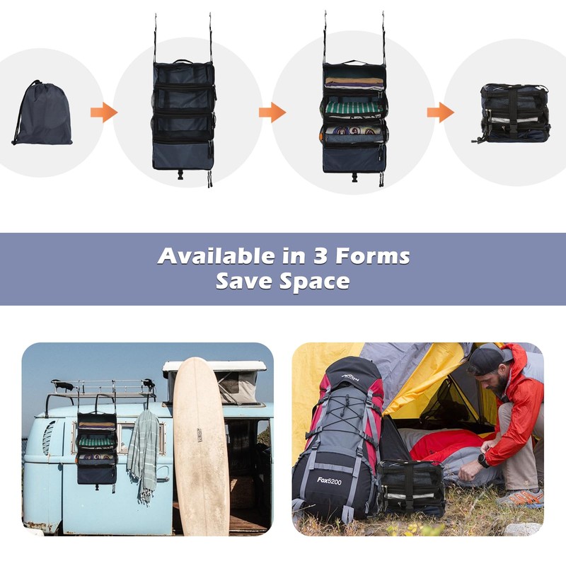 Surblue Travel Hanging Luggage Organizer Portable Suitcase Closet Organizer Multiple