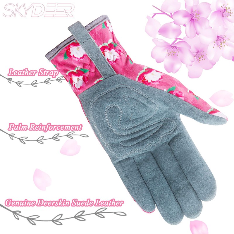 SKYDEER Women's Deerskin Suede Gardening Gloves (SD6612/M)