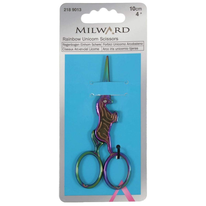 Milward Multi-Colour Rainbow Unicorn Embroidery Scissors - 4"/10cm - Sharp