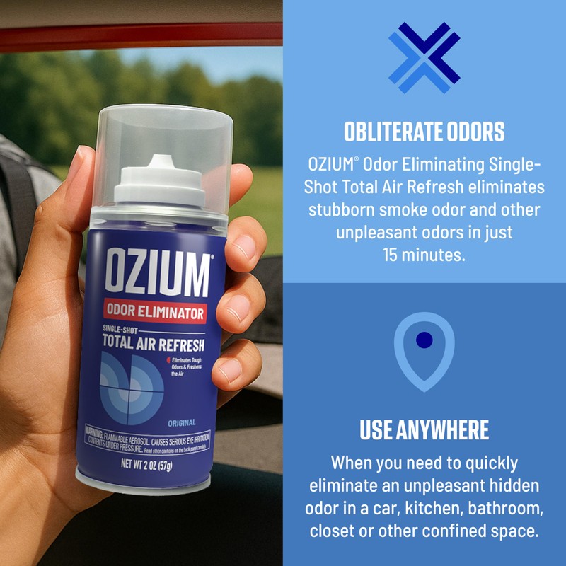 OZIUM® Air Freshener Odor Eliminator, 2oz Single Shot Total Air