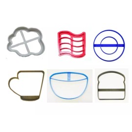 AJT BREAKFAST FOOD MORNING AM BRUNCH SET OF 6 COOKIE CUTTER USA PR1485