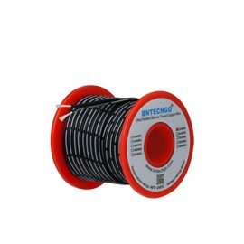 BNTECHGO 22 Gauge Silicone Ribbon Cable Flexible 2P Black 50 ft Flat Cable 22 AWG Stranded Tinned Copper Wire