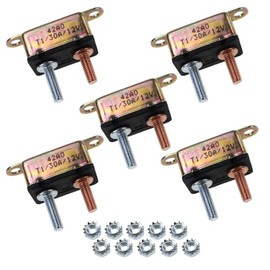 ZOOKOTO ZOOKOTO 5pcs 12V 30A Auto Circuit Breaker Automatic Reset Fuse Stud Bolt 30Amp