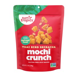 Sun Tropics Mochi Snack Bites, Thai Bird Sriracha Flavor- 3.5 oz (1 Pack) - Crunchy Mochi Snacks - Gluten Free & Dairy Free, No MSG - Asian Rice Snacks