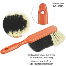 com-four® Hand Broom Made of Wood - Hand Broom with Horsehair Bristles - Hand Brush with Hanging Hole - approx. 30 cm (1 piece)