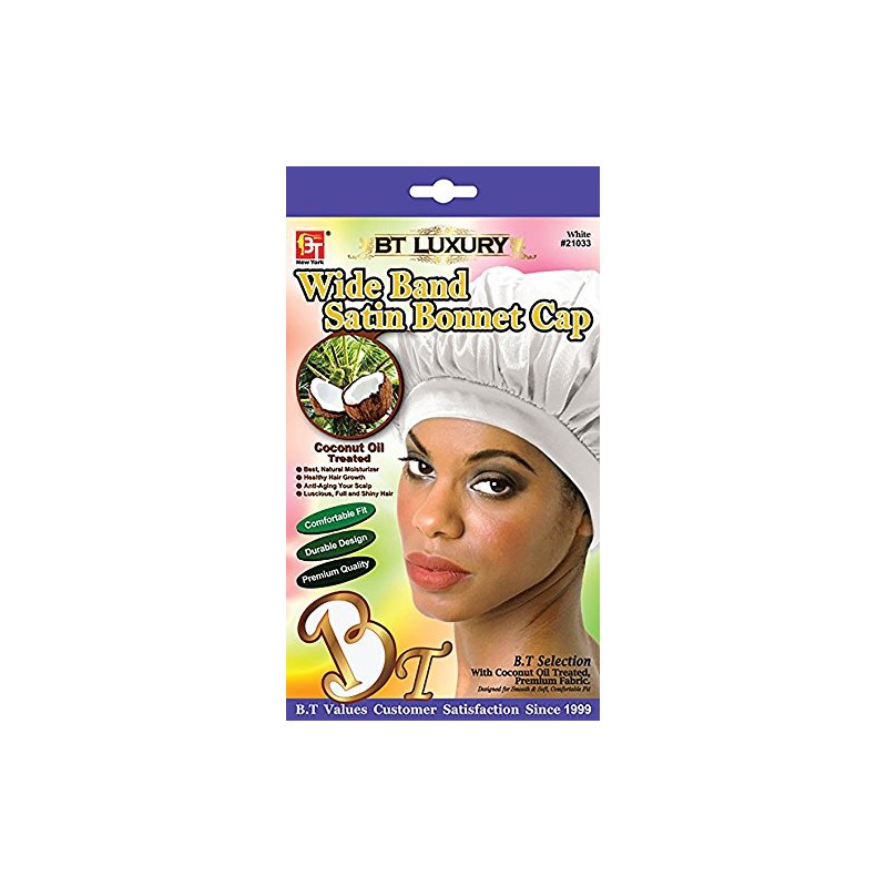 Beauty Town Luxury Wide Band Satin Bonnet Cap (White) by