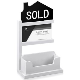 Real Estate Business Card Holder Wooden House Shape Display, Black