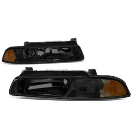 Auto Dynasty Pair Smoked Housing Amber Corner Headlight Lamps Compatible with Dodge Stratus/Chrysler Cirrus/Plymouth Breeze 95-00