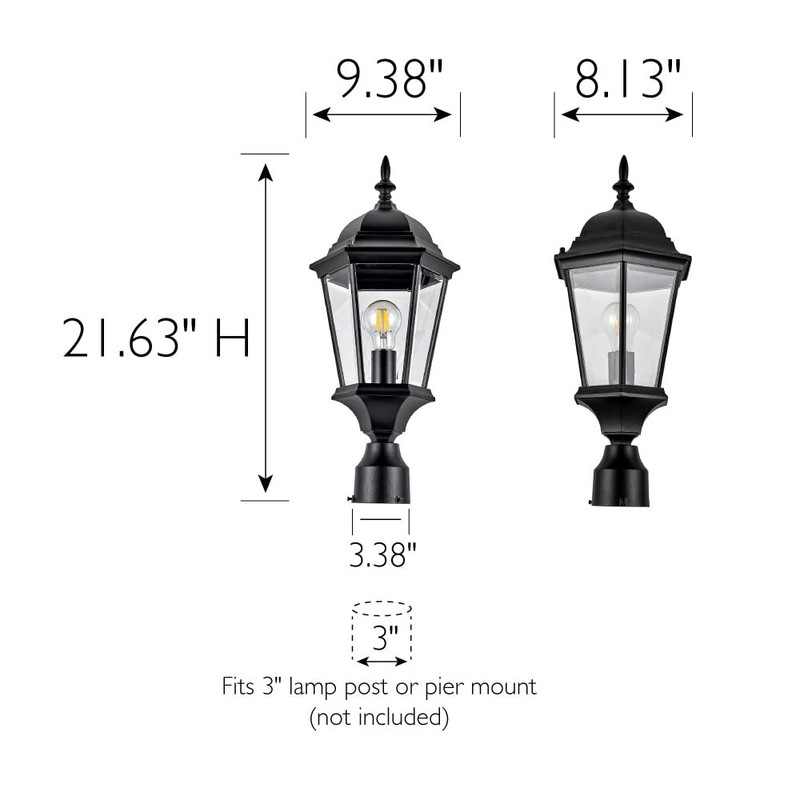 Design House 589192-TBK Post Light, Textured Black