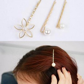 Cimenexe Vintage Pearl Hair Clip Pearl Rod Hair Pin Hair Clip Gold Hollow Flower Hair Pins Clips Pearl Flower Headpiece Decorative Bobby Pins Pearl Hair Accessories Jewellery for Women and Girls Pack