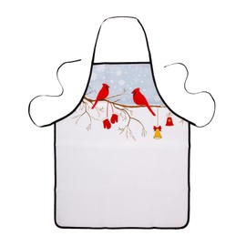 TUYUU White Apron For Men Women Red Bird Bib Cooking Apron For Chef Kitchen BBQ Grilling-Christmas Winter Snow Glove Apron.