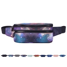Goothdurs Fanny Pack for Women Men Fashion Waist Bag Waterproof Hip Bum Bag with Adjustable Belt for Running Travel Hiking Cycling Money, A3-Purple Galaxy,