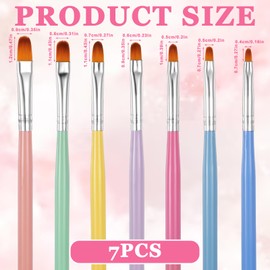 7PCS Nail Art Brushes Set, Gel Nail Brushes, Builder Gel Brush for Nails, Nail Painting Brush, Nail Art Tips Builder Brush for Home and Salon
