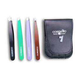 COSSMOO 4 Pcs Tweezers Set for Ingrown Hair, Eyebrow Tweezers for Women and Men, Professional Precision Tweezers and Eyebrow Plucking Tweezers for Ingrown Hair and False Lashes