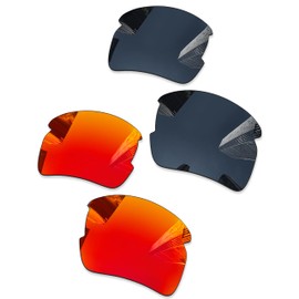 Combine8 Ploarized Replacement Lenses for Oakley Flak 2.0 XL OO9188 Sunglasses - Black + Fire Red