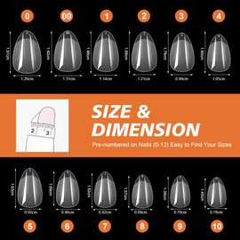 BUTBU Nail Tips, 120PCS Soft Gel Full Cover Nail-Tip, Press on Fase Artificial Nails tips, Clear Acrylic nails tip, 12 Sizes NAIL Extensions Kit for DIY Manicure Nail Art Salon (Short Almond 02)