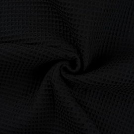 100% Cotton Waffle Honeycomb Pique Fabric Material Black, Sample 10cm x 10cm