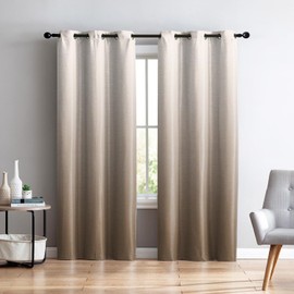 Renaiss Brown Ombre Blackout Curtains, Gradient Color Thermal Insulated Window Curtain for Living Room, Polyester Grommet Top Window Drapes for Bedroom (42W x 84L / 2 Panels Per Set)
