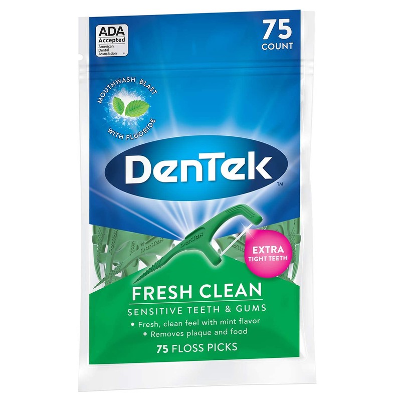 DenTek Fresh Clean Floss Picks, for Extra Tight Teeth, 75