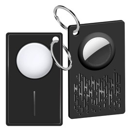 APLAPONO AirTag Wallet Case Holder 2pcs Slim Anti-Lost Purse Card Credit Card-Sized AirTag Holders Tagcard Airtag Protective Case with Keychain for Passport Handbag Backpack Clutch Wristlet,Black