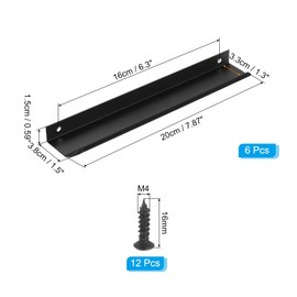 PATIKIL Mount Finger Edge Pull, 6 Pack 200mm/7.87" Aluminum Alloy Concealed Handle Cabinet Edge Pulls with Screws for Home Kitchen Furniture Door Drawer, Black
