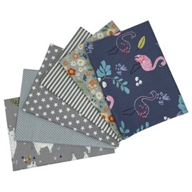 Jukway Pack of 6 Cotton Fabric Sold by the Metre 50 x 50 cm Patchwork Fabrics for Sewing Quilting DIY Decoration Crafts Pure Cotton Fabric Printed Patterns Fabric Packages (Grey)