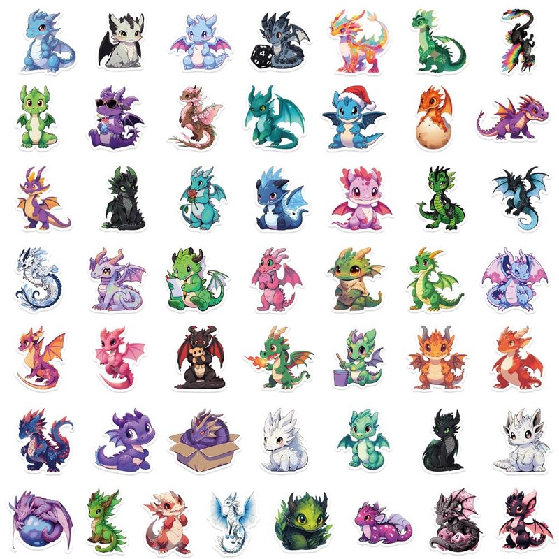 50PCS European Dragon Stickers for Scrapbooking, Birthday Gift Party Supply