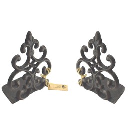 Lulu Decor, Cast Iron Fleur De Lis Door Stop, Door Stopper in Antique Black Finish, Beautiful and Useful Product (2 Piece)