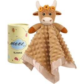 MOVEPAI Baby Security Blanket Soft Minky Baby Lovey Dog Plush Blanket for Boys and Girls,Snuggle Toy Lovie Newborn Gift Unisex Lovie Gift for Toddler, Light Brown 16 Inch