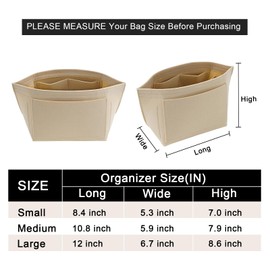 LOUKAYCCI Upgraded Felt Organizer Insert for Longchamp Le Pliage L Handbag Insert (Beige, Large)