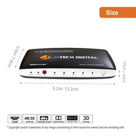J-Tech Digital 4-Port High Speed HDMI Auto Switch with PIP IR Wireless Remote and Power Adapter