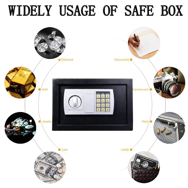 Digital Safe Box 8.5 Litre Large 20x31x20cm with 2 Backup