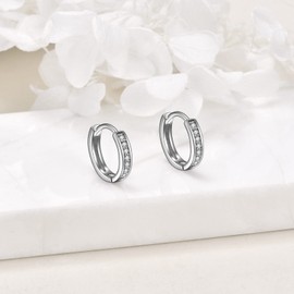 YAFEINI Hypoallergenic Hoop Earring Sterling Silver Post Small Cubic Zirconia Huggie Hoop Jewelry Gifts for Women Girls