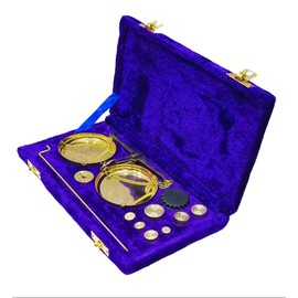 Old Traditional Goldsmith Weight (tarazu) showpiece Brass Weighing Scale Balance Justice Law Scale Decoration Vintage Apothecary Scale Small Brass Weight Scale (Blue)