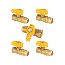 EFEILD EFIELD 5 PCS 1/4Turn Gas Ball Valve 1/2'' FIP x1/2"OD Flare Straight Connectors,