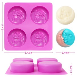 2Pcs Sun & Moon Silicone Soap Molds Crescent Moon Face Silicone Soap Mold for DIY Candle Resin Lotion Bar Bath Bombs Homemade Making