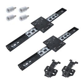 Antrader Pocket Door Slides,2Pcs Cabinet Pocket Door Hardware Sliding Hidden Door Track with Hinges, Black (400mm/15.75inch)