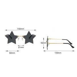 ENTHYI Rimless Star shape Sunglasses Personality Sun Glasses for women/men Party glasses personality pentagram eyewears (orange)