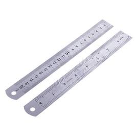2 Pieces 8 Inch Stainless Steel Ruler Double-Sided Rulers with Inch/Metric Graduations for School Office Architect Engineers Craft, Silver
