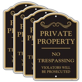 Doninex (2 Pack) Large Private Property No Trespassing Sign, 12x18 Inches Engineering Grade Reflective Aluminum, Indoor and Outdoor Metal Signs