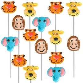 Zoo Animal Lollipops Suckers, Fat-Free, Individually Wrapped with Sticks (24-Pack)