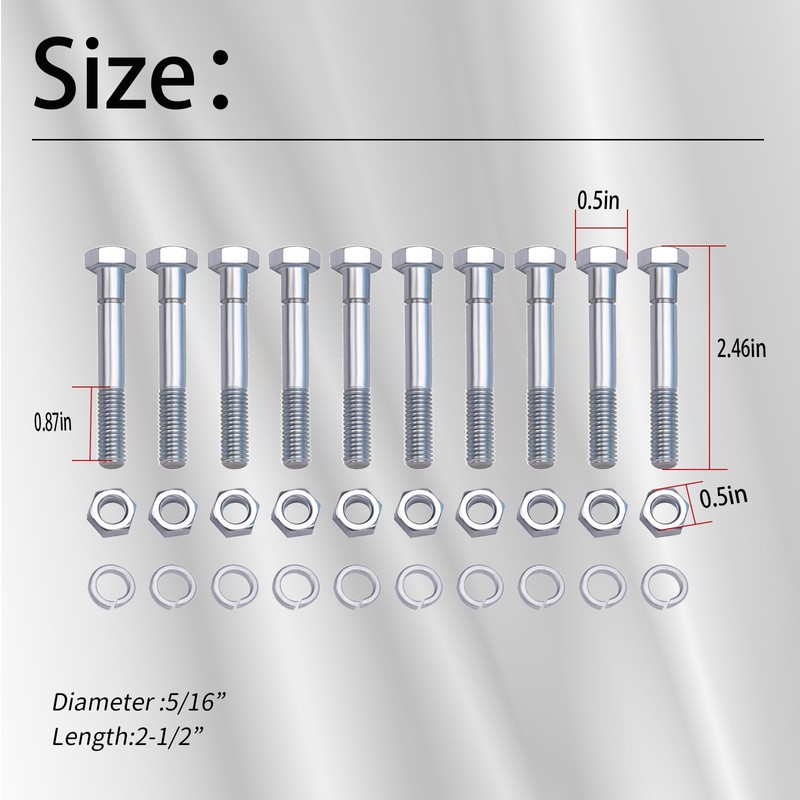 XTPTFABS (10Pcs) 70060-01337 Shear Bolts 5/16" x 2-1/2" Compatible with