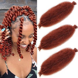 Pre Separated Springy Afro Twist Hair 16 Inch 3 Packs Ginger Pre Fluffed Spring Twist Hair For Distressed Soft Locs Afro Twist Hair Natural Marley Twist Braiding Hair Extensions (16 Inch 3Pcs, 350#)