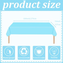 POPOYU Baby Blue Party Table Cloth,Large Macaron Blue Tablecover,Baby Blue Party Tableware Decor Baby Blue Table Cover Table Cloth for Baby Shower New Born Baby Wedding Party Supplies Table Decoration