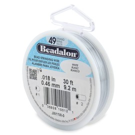Beadalon 49 Strand Stainless Steel Bead Stringing Wire, .018 in / 0.46 mm, White, 30 ft / 9.2 m