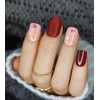 Kikmoya 24Pcs Fall Press on Nails Short Square Burgundy Fake