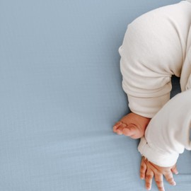 Newton Baby Fitted Mini Crib Sheets (2-Pack) | Organic Muslin Cotton, 100% Breathable & Soft Baby Sheets, Machine Washable Baby Mattress Sheets, Fits Any Mini Sized Crib 24" x 38", Sky Blue