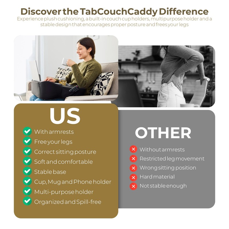 TabCouchCaddy Lap Desk Pillow - Cushioned Lap Pillow for Reading,